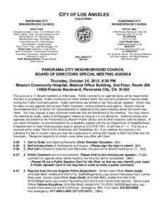 CITY OF LOS ANGELES PANORAMA CITY NEIGHBORHOOD COUNCIL DIRECTORS Dianabel Gonzalez, Chair • Tony Wilkinson, VCh Martin Geisler, Treas • Pamela Gibberman, Sec