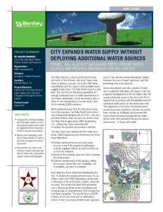 case study  PROJECT SUMMARY BE AWARD NOMINEE City of Fair Oaks Ranch Water System Analysis and Expansion