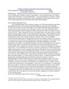 Southern Campaign American Revolution Pension Statements Pension application of Thomas Morris R7409 fn9NC Transcribed by Will Graves[removed]Methodology: Spelling, punctuation and/or grammar have been corrected in some 