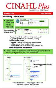 Searching / Internet search engines / Full text search / Information science / Information retrieval / CINAHL