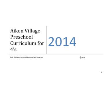 Aiken Village Preschool Curriculum for 4’s