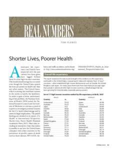 TO M P L E W E S  Shorter Lives, Poorer Health A