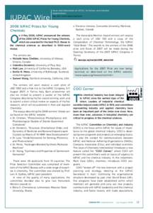 2006 IUPAC Prizes for Young Chemists z  n 4 May 2006, IUPAC announced the winners