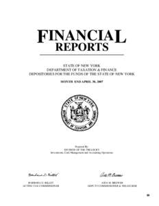 FINANCIA L REPORTS STATE OF NEW YORK DEPARTMENT OF TAXATION & FINANCE DEPOSITORIES FOR THE FUNDS OF THE STATE OF NEW YORK