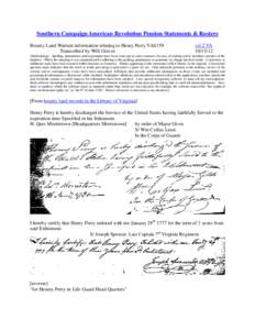 Southern Campaign American Revolution Pension Statements & Rosters Bounty Land Warrant information relating to Henry Perry VAS159 Transcribed by Will Graves vsl 2 VA[removed]