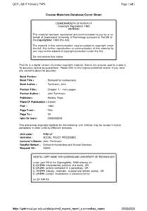 QUT 1 QUT Virtual 1 CMD  Page 1 of 1 Course Materials Database Cover Sheet COMMONWEALTH OF AUStrALIA Copyright Regulations 1969