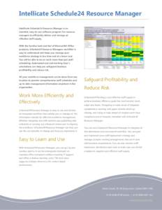 Intellicate Schedule24 Resource Manager Intellicate Schedule24 Resource Manager is an essential, easy-to-use software program for resource managers to efficiently deliver and manage an effective staff supply. With the fa