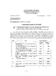 GOVERNMENT OF INDIA MINISTRY OF RAILWAYS (RAILWAY BOARD) No.2012/TG.I11/631/9	  New Delhi, dated: