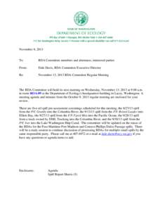 November 8, 2013  To: RDA Committee members and alternates; interested parties