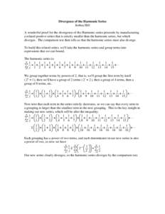 Mathematics / Divergent series / Harmonic series / Series / Harmonic / Convergence tests / Harmonic mean / Integral test for convergence / Mathematical analysis / Calculus / Mathematical series