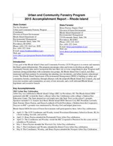 Urban and Community Forestry Program 2015 Accomplishment Report Rhode Island