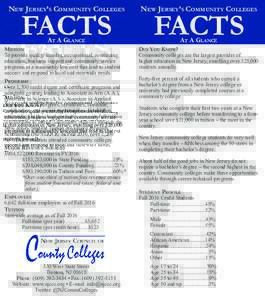New Jersey’s Community Colleges  New Jersey’s Community Colleges At A Glance
