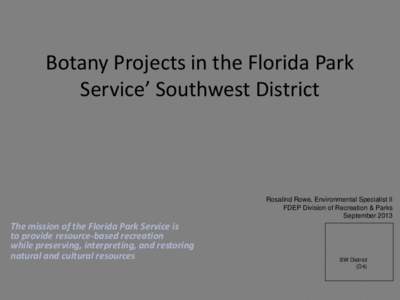 Botany Projects in the State Parks of SW Florida
