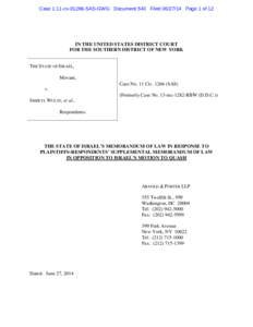 Case 1:11-cv[removed]SAS-GWG Document 543 Filed[removed]Page 1 of 12  IN THE UNITED STATES DISTRICT COURT FOR THE SOUTHERN DISTRICT OF NEW YORK THE STATE OF ISRAEL, Movant,