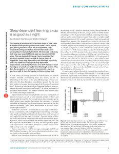 Nap / Rapid eye movement sleep / Perceptual learning / Slow-wave sleep / Sara Mednick / Sleep and memory / Power nap / Sleep / Biology / Neurophysiology