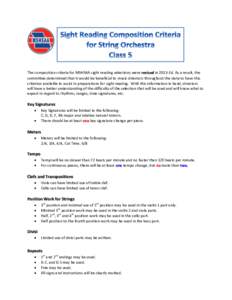 The composition criteria for MSHSAA sight reading selections were revised inAs a result, the committee determined that it would be beneficial to music directors throughout the state to have this criterion avail