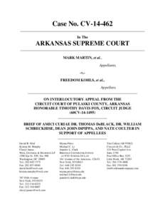 Case No. CV[removed]__________________________________________________________________ In The ARKANSAS SUPREME COURT __________________________________________________________________