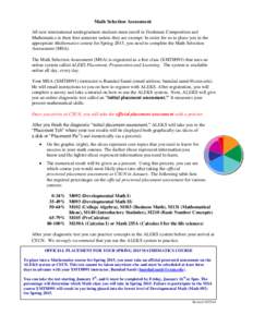 Math Selection Assessment All new international undergraduate students must enroll in Freshman Composition and Mathematics in their first semester unless they are exempt. In order for us to place you in the appropriate M