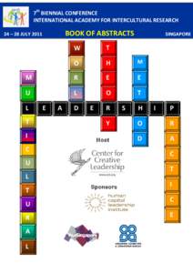 7th BIENNIAL CONFERENCE INTERNATIONAL ACADEMY FOR INTERCULTURAL RESEARCH BOOK OF ABSTRACTS  24 – 28 JULY 2011
