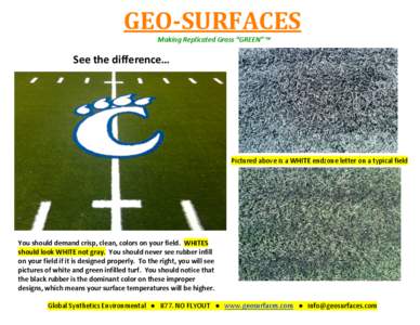 GEO­SURFACES    Making Replicated Grass “GREEN” ™ See the difference…   