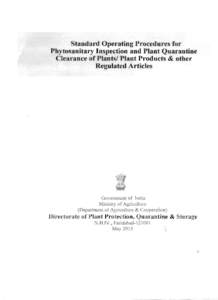 Standard Operating Procedures for  Phytosanitary Inspection and Plant Quarantine Clearance of Plants/ Plant Products & other