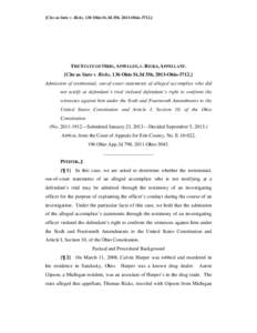 [Cite as State v. Ricks, 136 Ohio St.3d 356, 2013-Ohio[removed]THE STATE OF OHIO, APPELLEE, v. RICKS, APPELLANT. [Cite as State v. Ricks, 136 Ohio St.3d 356, 2013-Ohio[removed]Admission of testimonial, out-of-court statem