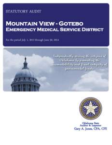 STATUTORY AUDIT  Mountain View - Gotebo Emergency Medical Service District For the period July 1, 2012 through June 30, 2014