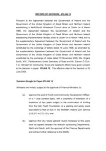 RECORD OF DECISION - IP/LAN 12 Pursuant to the Agreement between the Government of Ireland and the Government of the United Kingdom of Great Britain and Northern Ireland establishing a North/South Ministerial Council don