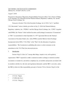 Notice of Filing of an Amended 17d-2 Plan Between the Financial Industry Regulatory Authority, Inc. and the Chicago Stock Exchange, Inc.