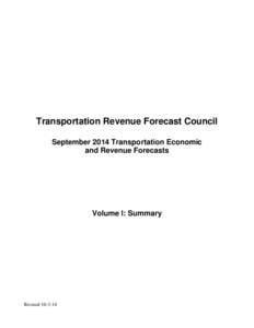 September 2014 Transportation Economic and Revenue Forecasts - Summary