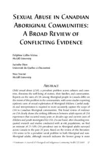 Sexual Abuse in Canadian Aboriginal Communities: A Broad Review of Conflicting Evidence Delphine Collin-Vézina McGill University