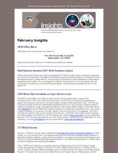 Welcome to February Insights. Inside this edition: SOT Award, CiPA, and more!  February Insights HESI Office Move HESI offices have moved to their new location at: