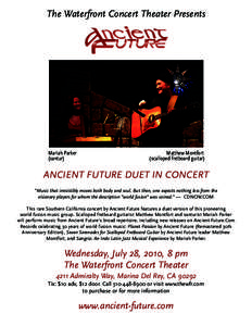 The Waterfront Concert Theater Presents  Mariah Parker (santur)  Matthew Montfort