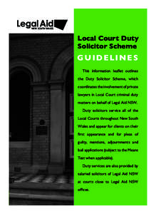 NEW SOUTH WALES  Local Court Duty Solicitor Scheme  Guide line s