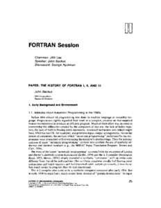 FORTRAN Session Chairman: JAN Lee Speaker: John Backus