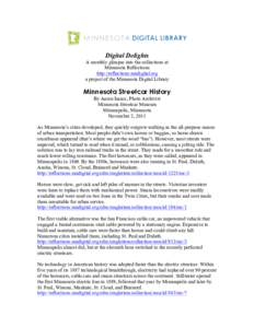 Digital Delights A monthly glimpse into the collections at Minnesota Reflections http://reflections.mndigital.org a project of the Minnesota Digital Library
