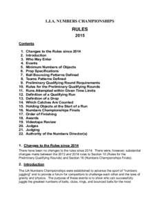 I.J.A. NUMBERS CHAMPIONSHIPS  RULES 2015 Contents 1.