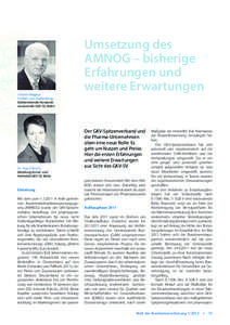 Umsetzung des AMNOG – bisherige Erfahrungen und weitere Erwartungen Johann-Magnus Freiherr von Stackelberg,
