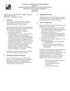 STANDARD CONDITIONS FOR NPDES PERMITS ISSUED BY THE MISSOURI DEPARTMENT OF NATURAL RESOURCES MISSOURI CLEAN WATER COMMISSION REVISED MAY 1, 2013