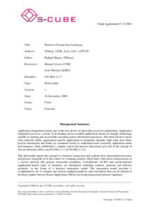 Grant Agreement N° [removed]Title: Business Transaction Language