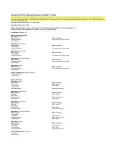 RESULTS OF PLEASURE DRIVING COMPETITIONS Please use this form to report the official results of your competition to the ADS office. Results will be published on the ADS Web Page. Copy and paste as many sets of division i