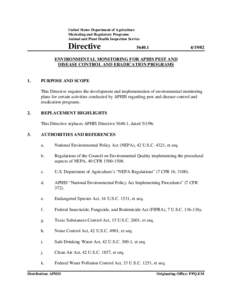 United States Department of Agriculture / Animal and Plant Health Inspection Service / Environmental law / Wildlife Services / Environmental impact assessment / National Environmental Policy Act / Bobby R. Acord / Aphis / Environmental policy / Environment / Earth / Impact assessment