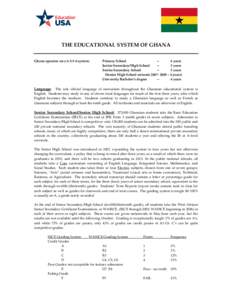 THE EDUCATIONAL SYSTEM OF GHANA