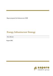 Report prepared for Infrastructure NSW  Energy Infrastructure Strategy Nives Matosin  August 2012