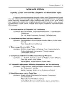 WORKSHOP SESSION[removed]WORKSHOP SESSION 1 Exploring Current Environmental Compliance and Enforcement Topics