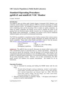 UBC School of Population & Public Health Laboratory  Standard Operating Procedure: ppbRAE and miniRAE VOC Monitor Created: [removed]Introduction: