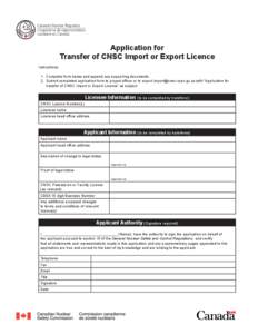 Application for Transfer of CNSC Import or Export Licence ENG