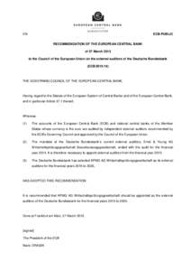 Recommendation of the European Central Bank of 27 March 2015 to the Council of the European Union on the external auditors of the Deutsche Bundesbank (ECB)