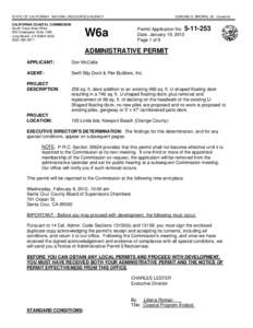 California Coastal Commission Staff Report and Recommendation Regarding Administrative Permit Application No[removed]Seamans, Newport Beach)