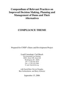 Compendium of Relevant Practices on Improved Decision Making, Planning and Management of Dams and Their Alternatives  COMPLIANCE THEME